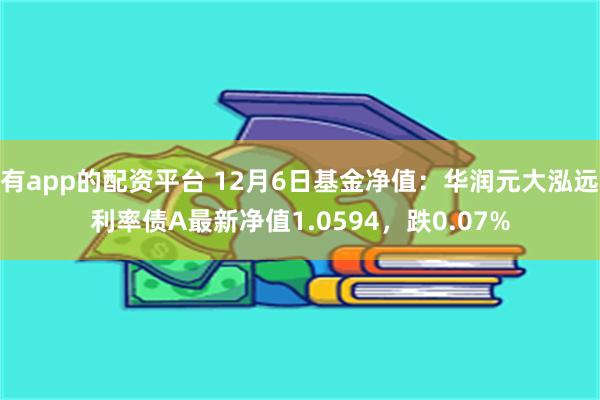 有app的配资平台 12月6日基金净值：华润元大泓远利率债A最新净值1.0594，跌0.07%